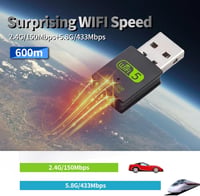 RUIZHI WiFi USB Adapter 600Mbps Bluetooth 4.2 Dongle Dual Band 2.4GHz/5.8GHz Laptop PC Windows Mac Kompatibilis 2
