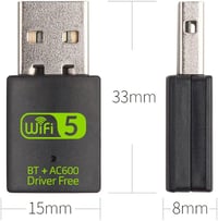 RUIZHI WiFi USB Adapter 600Mbps Bluetooth 4.2 Dongle Dual Band 2.4GHz/5.8GHz Laptop PC Windows Mac Kompatibilis 8