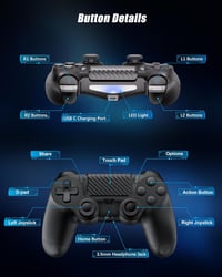 RUIZHI Wireless PS4 Kontroller - Playstation 4 Gamepad PC Kompatibilis Turbo Vibráció Gyro Szenzorokkal 3