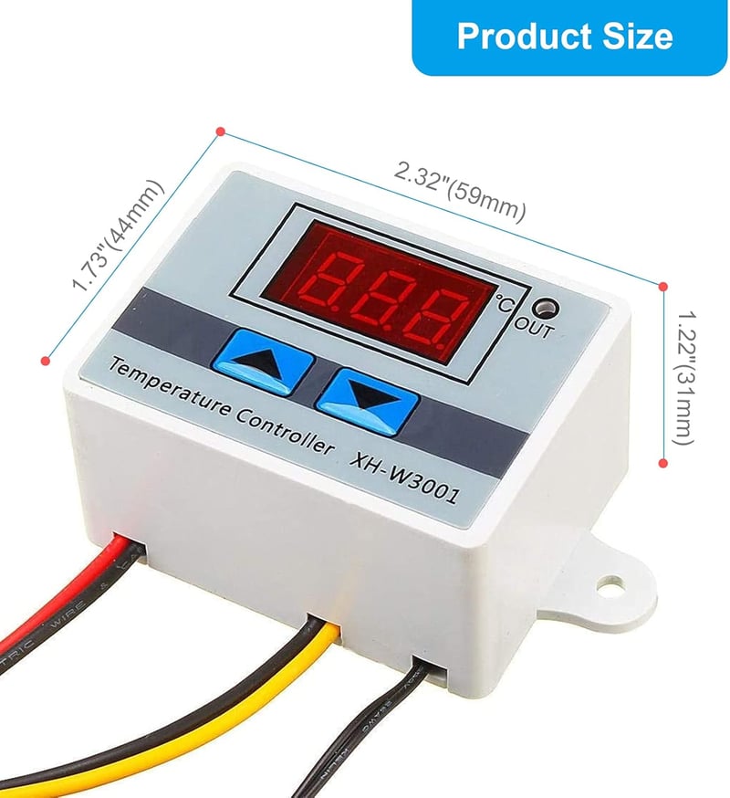 RUIZHI XH-W3001 Digitális Hőmérséklet Szabályozó 12V 120W LCD Kijelzővel Vízálló Szondával Termosztát Kapcsoló