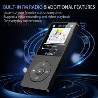 MP3 prehrávač RUIZU 64 GB s funkciou Bluetooth 5.3, 1,8-palcovým displejom, 80-hodinovou výdržou prehrávania, FM rádiom, diktafónom a možnosťou rozšírenia o 128 GB 8