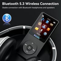 MP3 prehrávač RUIZU 64 GB s funkciou Bluetooth 5.3, 1,8-palcovým displejom, 80-hodinovou výdržou prehrávania, FM rádiom, diktafónom a možnosťou rozšírenia o 128 GB 6