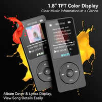 MP3 prehrávač RUIZU 64 GB s funkciou Bluetooth 5.3, 1,8-palcovým displejom, 80-hodinovou výdržou prehrávania, FM rádiom, diktafónom a možnosťou rozšírenia o 128 GB 3