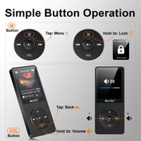 MP3 prehrávač RUIZU 64 GB s funkciou Bluetooth 5.3, 1,8-palcovým displejom, 80-hodinovou výdržou prehrávania, FM rádiom, diktafónom a možnosťou rozšírenia o 128 GB 5