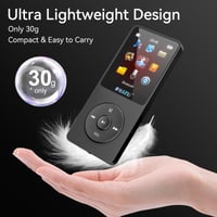 MP3 prehrávač RUIZU 64 GB s funkciou Bluetooth 5.3, 1,8-palcovým displejom, 80-hodinovou výdržou prehrávania, FM rádiom, diktafónom a možnosťou rozšírenia o 128 GB 2