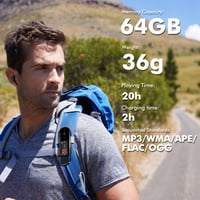Prenosný 64 GB MP3 prehrávač RUIZU s Bluetooth 5.3, klipom, FM rádiom, diktafónom, vhodný na šport a beh, s prenosom súborov z mobilu 6