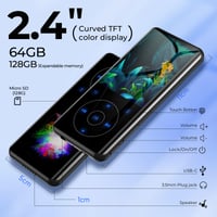 MP3 prehrávač RUIZU Bluetooth 5.3, 64 GB, HiFi Lossless zvuk, vstavaný HD reproduktor, kovové telo, dotykové tlačidlá, diktafón, vhodný na šport, rozšíriteľný na 128 GB 5