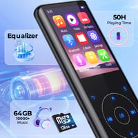 MP3 prehrávač RUIZU Bluetooth 5.3, 64 GB, HiFi Lossless zvuk, vstavaný HD reproduktor, kovové telo, dotykové tlačidlá, diktafón, vhodný na šport, rozšíriteľný na 128 GB 7