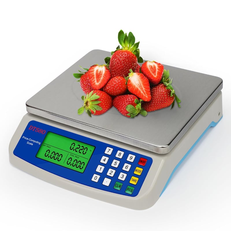 RUJIXU Digitális Konyhai Mérleg Rozsdamentes Acél 40kg Profi Élelmiszer Mérleg LCD Kijelzővel