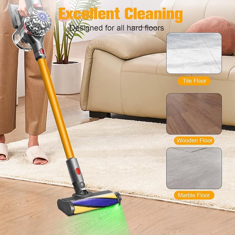 RUKHOOL Dyson V11 V15 V10 V8 V7 padlófej kefe LED világítással pótalkatrész