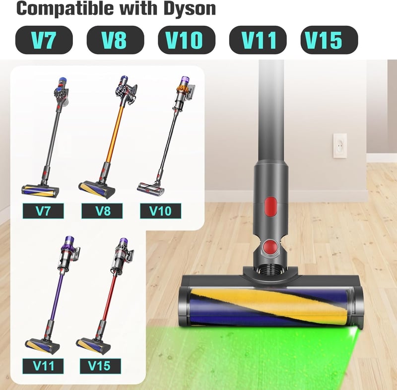 RUKHOOL Dyson V11 V15 V10 V8 V7 padlófej kefe LED világítással pótalkatrész