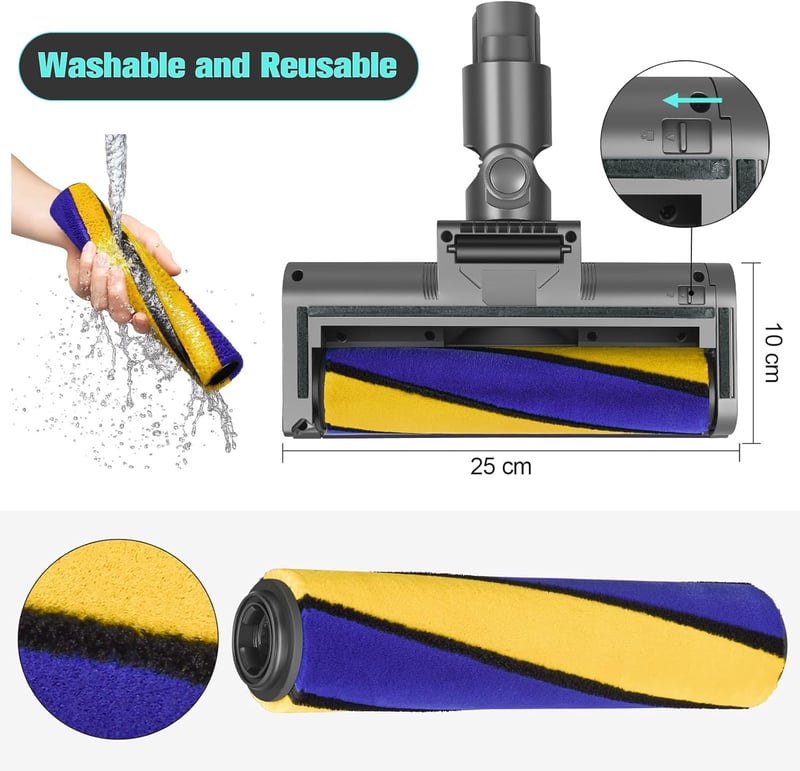 RUKHOOL Dyson V11 V15 V10 V8 V7 padlófej kefe LED világítással pótalkatrész