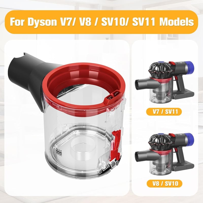 RUKHOOL Porzó Tartály Dyson V8 V7 Porszívóhoz - Pótalkatrész SV10 SV11 Modellekhez Porgyűjtő Edény Csere Alkatrész