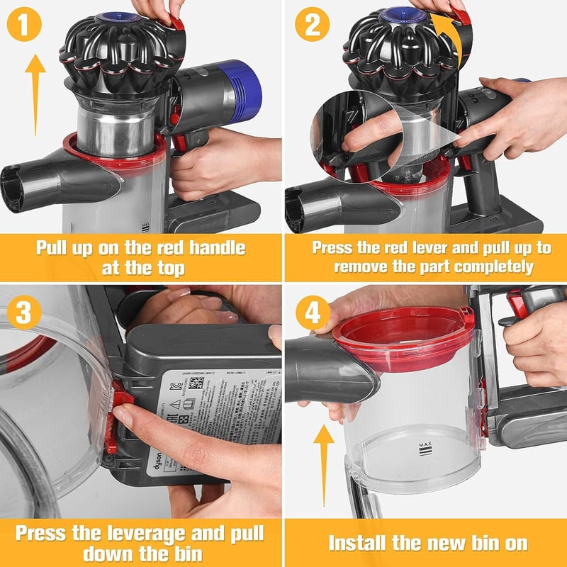 RUKHOOL Porzó Tartály Dyson V8 V7 Porszívóhoz - Pótalkatrész SV10 SV11 Modellekhez Porgyűjtő Edény Csere Alkatrész