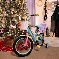 Detský bicykel RULLY 16 palcov pre dievčatá vo veku 4 – 7 rokov – so sedačkou pre bábiku, pomocnými kolieskami a dúhovým dizajnom, 41 – 53 cm 8