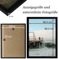 RUN HELIX Okvir za slike 50x70 cm crni - s nelomljivim akrilnim staklom i paspartuom - lagani okvir za vješanje na zid za postere, slike, diplome 2