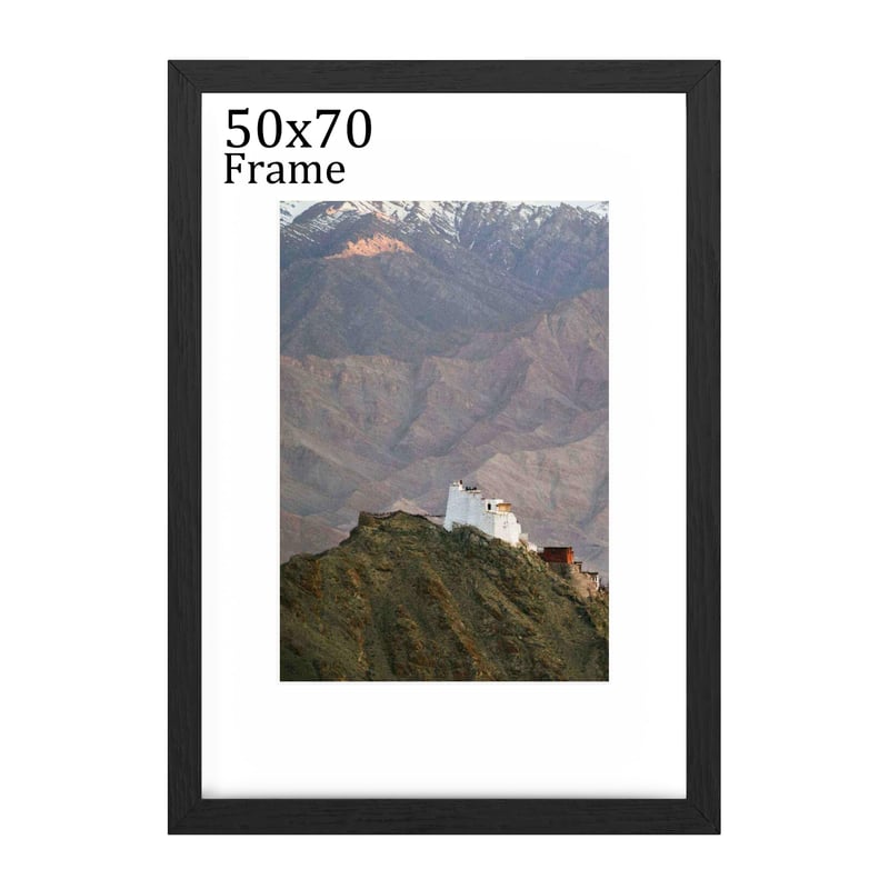 RUN HELIX Okvir za slike 50x70 cm crni - s nelomljivim akrilnim staklom i paspartuom - lagani okvir za vješanje na zid za postere, slike, diplome