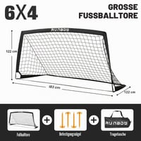 RUNBOW Prenosná detská futbalová bránka 182 x 121 cm s taškou, vonkajšia a vnútorná tréningová sieť pre mládež a dospelých 4