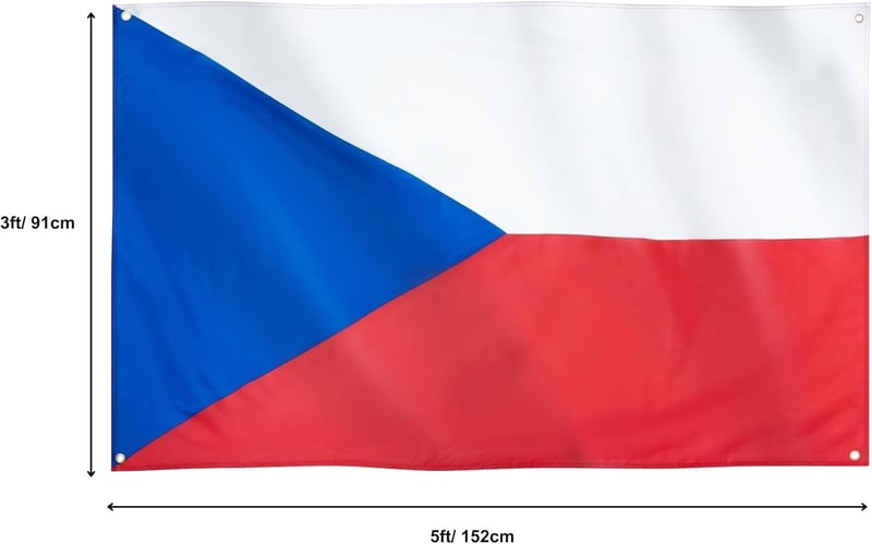Runesol Cseh Zászló 91x152 cm, 4 Sárgaréz Fűzőkarikával, Időjárásálló Poliészter, Kültéri-Beltéri Használatra, Élénk Színekkel, Nemzeti Lobo