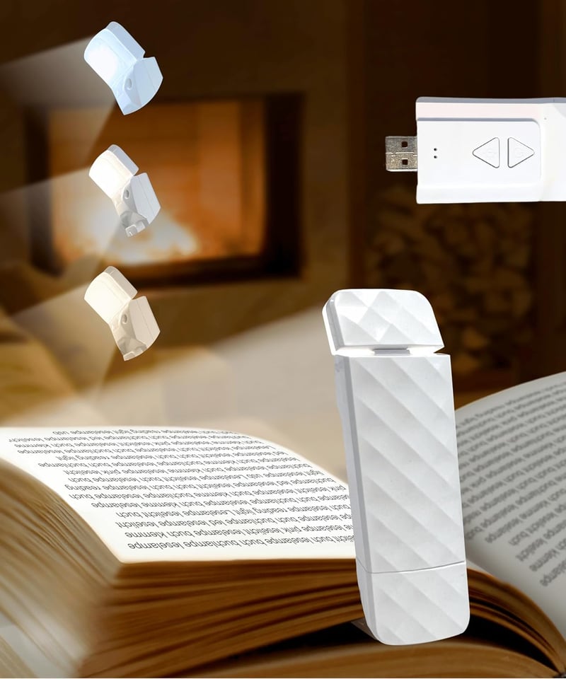 Runesol Fehér könyvszorítós olvasólámpa USB tölthető LED fény 3 szemkímélő mód 80 óra üzemidővel
