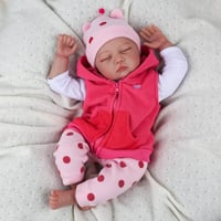 RUNGQIANY Realistická bábika Reborn 55 cm so zatvorenými očami, z mäkkého silikónového vinylu, novorodenec dievčatko s doplnkami pre deti od 3 rokov 5