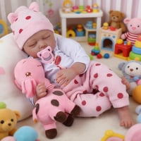 RUNGQIANY Realistická bábika Reborn 55 cm so zatvorenými očami, z mäkkého silikónového vinylu, novorodenec dievčatko s doplnkami pre deti od 3 rokov 7