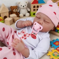 RUNGQIANY Realistická bábika Reborn 55 cm so zatvorenými očami, z mäkkého silikónového vinylu, novorodenec dievčatko s doplnkami pre deti od 3 rokov 6
