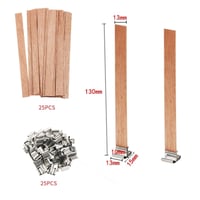 Runmeihe 25 bucăți fitil de lemn pentru lumânări cu 25 de suporți metalici, fitil natural din lemn fără fum pentru confecționarea lumânărilor DIY, accesorii artizanale ecologice 7