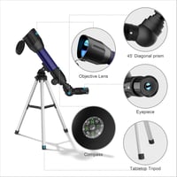 Runprism Csillagászati Távcső Gyerekeknek 360/50mm - Kék Hordozható Refraktoros Teleszkóp Kezdőknek, Égbolt és Táj Megfigyeléshez, Ajándék A 2