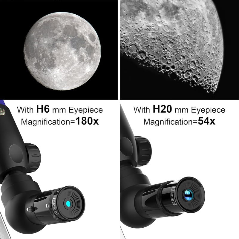 Runprism Csillagászati Távcső Gyerekeknek 360/50mm - Kék Hordozható Refraktoros Teleszkóp Kezdőknek, Égbolt és Táj Megfigyeléshez, Ajándék A