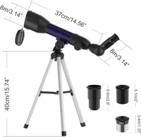 Runprism Csillagászati Távcső Gyerekeknek 360/50mm - Kék Hordozható Refraktoros Teleszkóp Kezdőknek, Égbolt és Táj Megfigyeléshez, Ajándék A 4