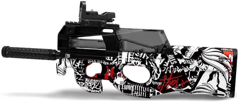 RUNQI Elektromos Gel Blaster P90 Pisztoly Biztonsági Szemüveggel Piros - Red Graphite