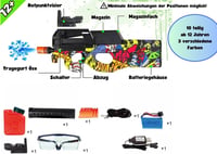RUNQI Elektromos Gel Blaster P90 Pisztoly Biztonsági Szemüveggel Piros - Red Graphite 3