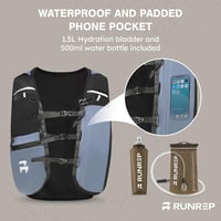 RunRep futóhátizsák 1.5L vízzsákkal, telefontartóval és állítható pánt 2