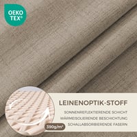 Perdele opace termoizolante Runyéla, 100% blackout, culisante, cu bandă de încrețire, 260x140 cm, 2 bucăți, aspect de in, pentru sufragerie 3
