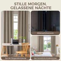 Perdele opace termoizolante Runyéla, 100% blackout, culisante, cu bandă de încrețire, 260x140 cm, 2 bucăți, aspect de in, pentru sufragerie 7
