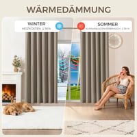 Perdele opace termoizolante Runyéla, 100% blackout, culisante, cu bandă de încrețire, 260x140 cm, 2 bucăți, aspect de in, pentru sufragerie 5
