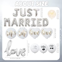 Set Decor Decorațiuni Nuntă Runyuzi Just Married - Set 35 Baloane, Baloane din Folie Argintie, Baloane Rotunde Love Mr & Mrs, Decor pentru Mașină și Masă 3