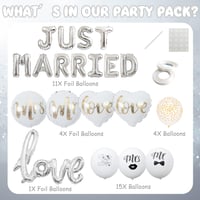 Set Decor Decorațiuni Nuntă Runyuzi Just Married - Set 35 Baloane, Baloane din Folie Argintie, Baloane Rotunde Love Mr & Mrs, Decor pentru Mașină și Masă 2