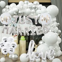 Set Decor Decorațiuni Nuntă Runyuzi Just Married - Set 35 Baloane, Baloane din Folie Argintie, Baloane Rotunde Love Mr & Mrs, Decor pentru Mașină și Masă 5