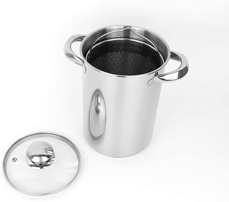 RUNZI Rozsdamentes Spárga Főző Gőzöléses Kosárral és Fedővel 16cm 4L