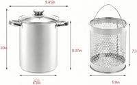 RUNZI Rozsdamentes Spárga Főző Gőzöléses Kosárral és Fedővel 16cm 4L 2