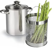 RUNZI Rozsdamentes Spárga Főző Gőzöléses Kosárral és Fedővel 16cm 4L 1