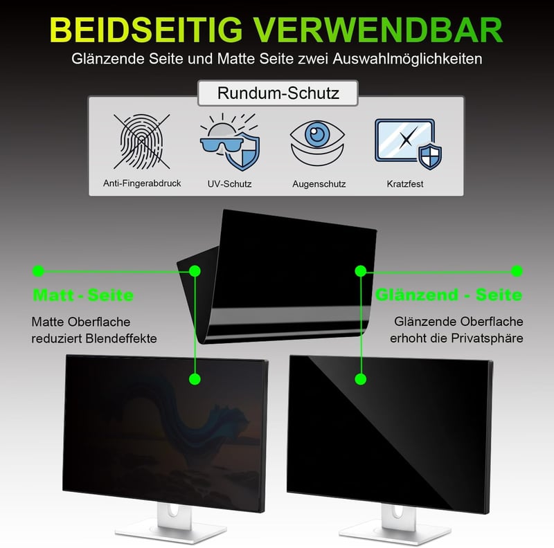 ruord 23.6" monitorra Privacy Film kékfény szűrővel és tükröződésmentes védelemmel