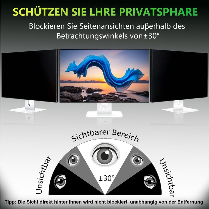 ruord 23.6" monitorra Privacy Film kékfény szűrővel és tükröződésmentes védelemmel
