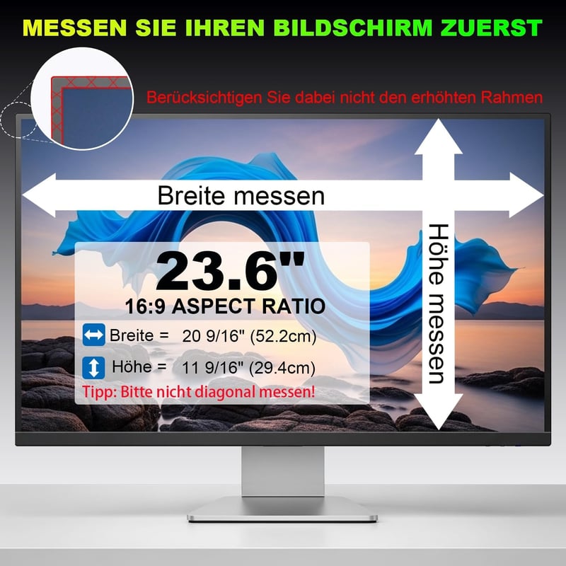 ruord 23.6" monitorra Privacy Film kékfény szűrővel és tükröződésmentes védelemmel