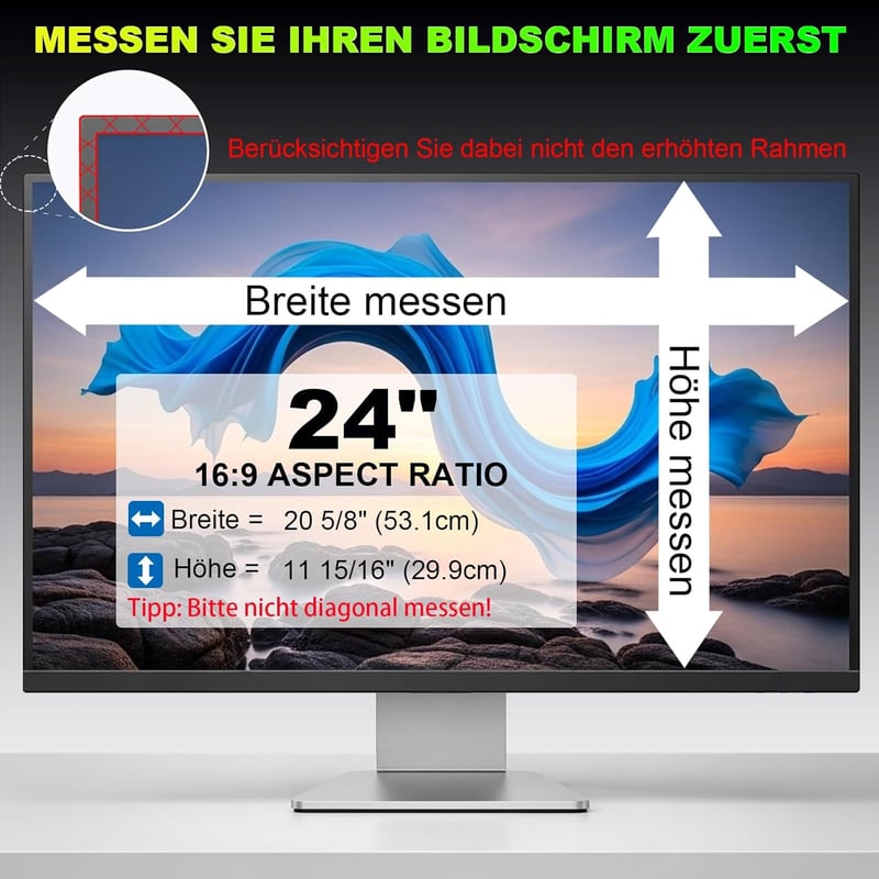 ruord 24 hüvelykes monitor adatvédelmi fólia kékfény szűrővel