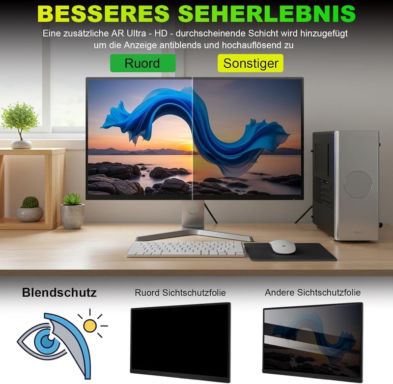 ruord 24 hüvelykes monitor adatvédelmi fólia kékfény szűrővel