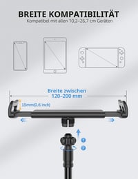 Rupoku flexibilný držiak na tablet s husím krkom na posteľ pre iPad Air Mini, Samsung Galaxy, Switch, Kindle a iPhone, pre zariadenia s uhlopriečkou 4,0 – 10,5 palca 2