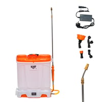 Elektrický postrekovač RURIS RSE 1400S – 14 l nádrž, 12V 8Ah batéria, teleskopická kovová tyč, tlak 6 bar, automatické miešanie, oranžová 1